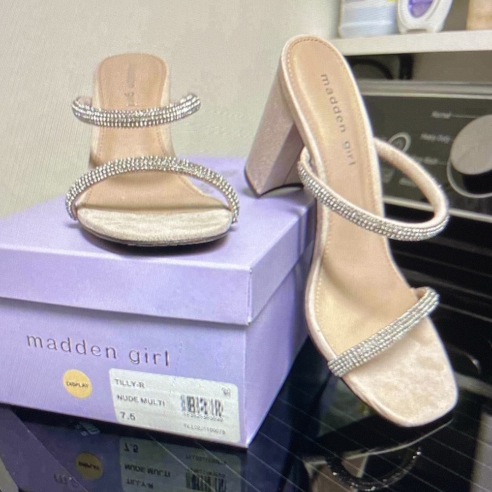 Madden Girl Sparkling Nude Heels